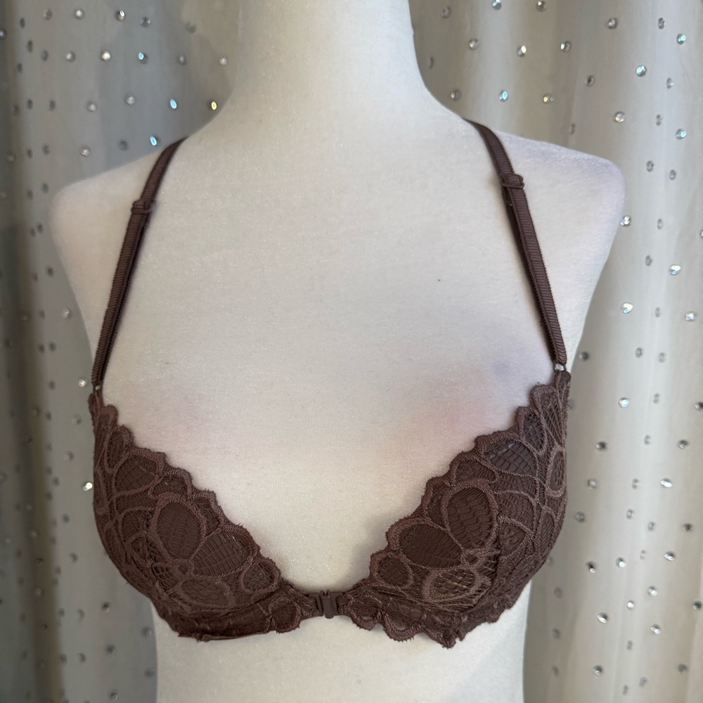 Pink by Victoria's Secret Date Racerback Chocolate Lace Bra
